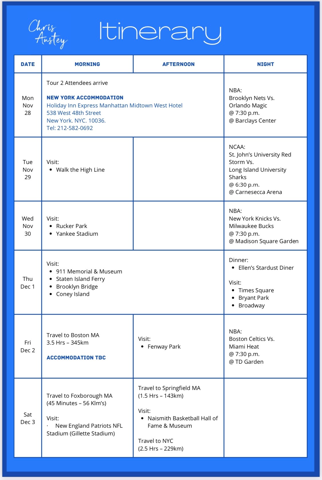 Itinerary 1